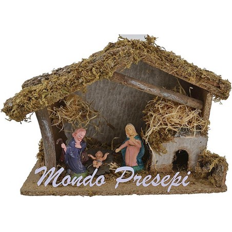 Capanna presepe con natività cm 8 Mondo Presepi