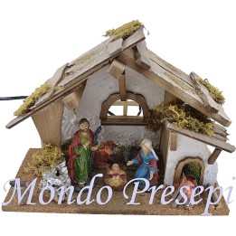 Capanna stile baita con natività e fuoco - Cod. 