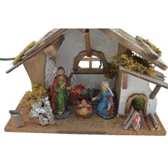 Cabin style hut with nativity and fire - Cod. CPNF120 2