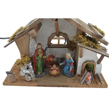 Cabin style hut with nativity and fire - Cod. CPNF120