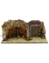 Grotto with illuminated door cm 49x25x20 h for Nativity 10-12 cm