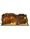 Grotto with illuminated door cm 49x25x20 h for Nativity 10-12 cm