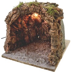 Cueva iluminada pesebre de 30x30x23 cm. Mondo Presepi. 2