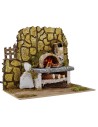 Wood-burning oven with lamp effect working for presepe cm