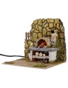 Forno a legna con lampada effetto fuoco funzionante per presepe