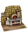 Horno de leña con lámpara de efecto fuego funcionando para