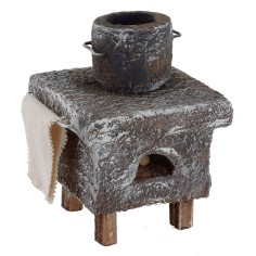 Forno a legna con pentola per Presepe cm 6x6x8,5 h per statue 2