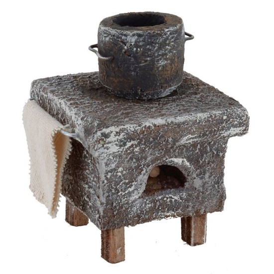 Forno a legna con pentola per Presepe cm 6x6x8,5 h per statue