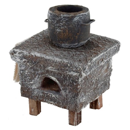 Forno a legna con pentola per Presepe cm 6x6x8,5 h per statue