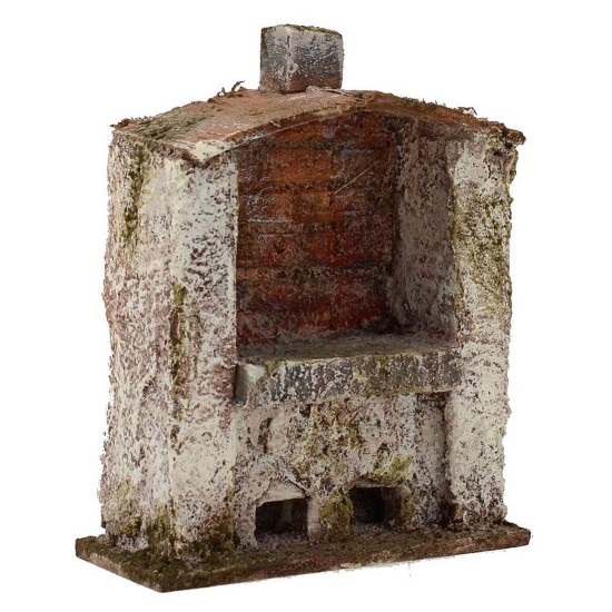 Oven with central fireplace for nativity scene cm 13x6x14 h.