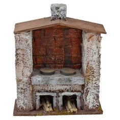 Forno con camino centrale per presepe cm 14x6,5x17,5 h. per