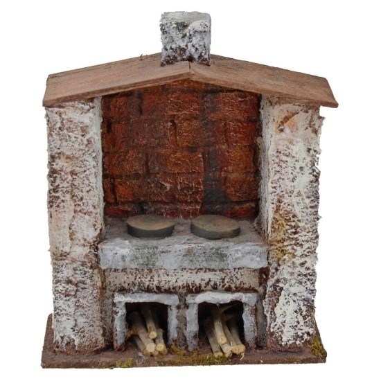 Oven with central fireplace for nativity scene cm 14x6,5x17,5