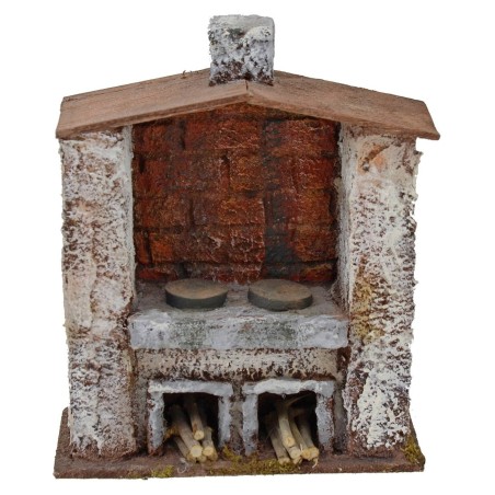 Horno con chimenea central para belén de 14x6,5x17,5 cm de