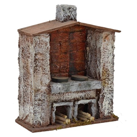 Horno con chimenea central para belén de 14x6,5x17,5 cm de