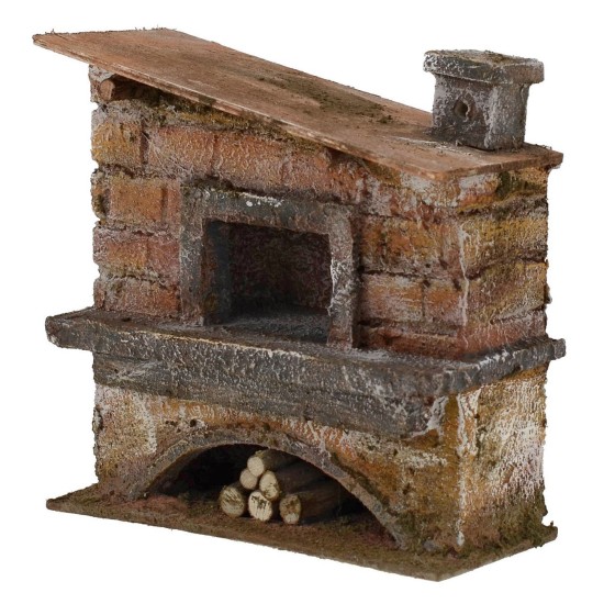 Horno con chimenea lateral para belén de 14x6x14 cm.