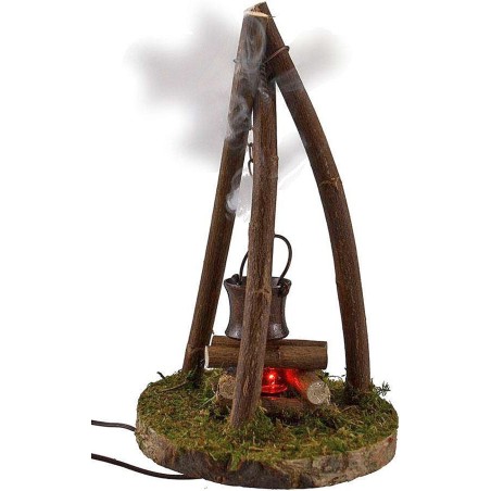 Tripod fire with smoke and light effect