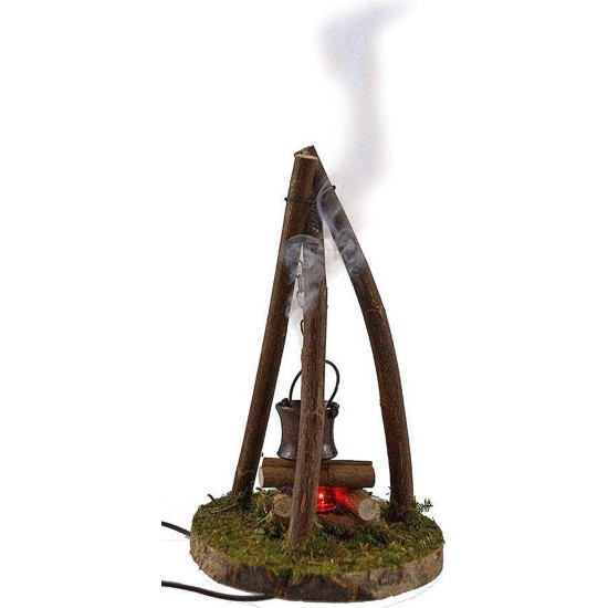 Tripod fire with smoke and light effect