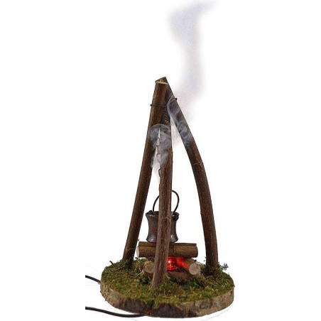 Fuoco treppiedi con effetto fumo e luce Mondo Presepi