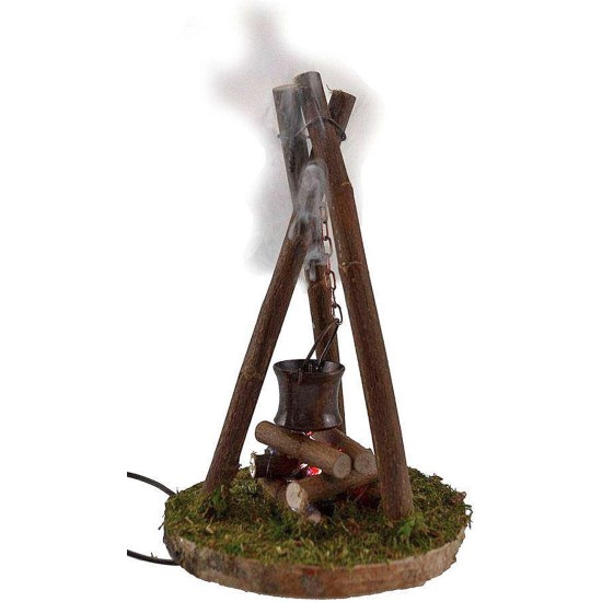 Tripod fire with smoke and light effect