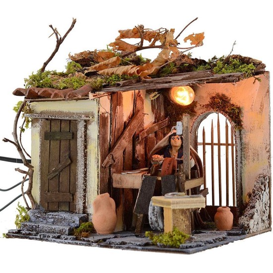 Afilador palestino en movimiento de 10 cm con luz, medidas 20x18x17 cm de alto.