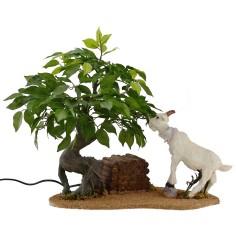 Capra bianca che mangia serie 30 cm in movimento Mondo Presepi