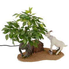 Capra bianca che mangia serie 30 cm in movimento Mondo Presepi 2