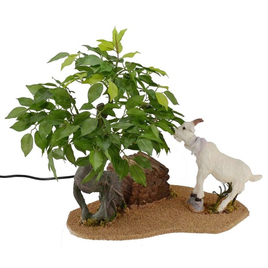 Capra bianca che mangia serie 30 cm in movimento Mondo Presepi