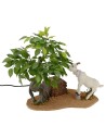 Capra bianca che mangia serie 30 cm in movimento Mondo Presepi