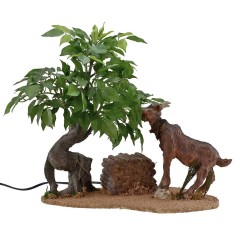 Capra marrone che mangia serie 30 cm in movimento Mondo Presepi