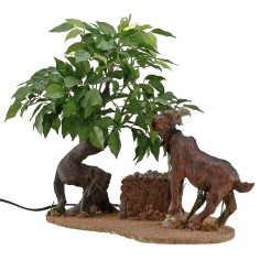 Capra marrone che mangia serie 30 cm in movimento Mondo Presepi 2