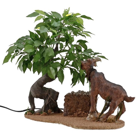 Capra marrone che mangia serie 30 cm in movimento Mondo Presepi