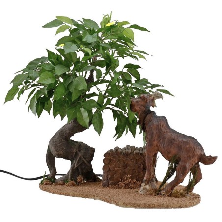 Capra marrone che mangia serie 30 cm in movimento Mondo Presepi