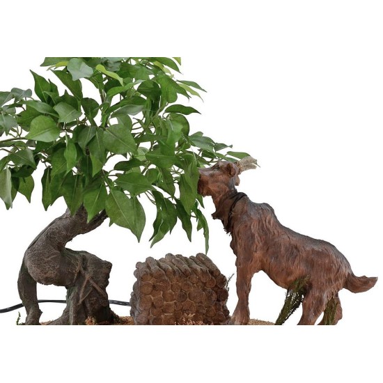 Brown goat eating series 30 cm in motion