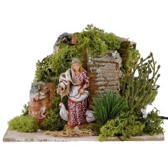 Contadina Landi con galline in movimento 10 cm Mondo Presepi