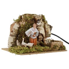 Campesina Landi con gansos en movimiento 10 cm Mundo Belenes