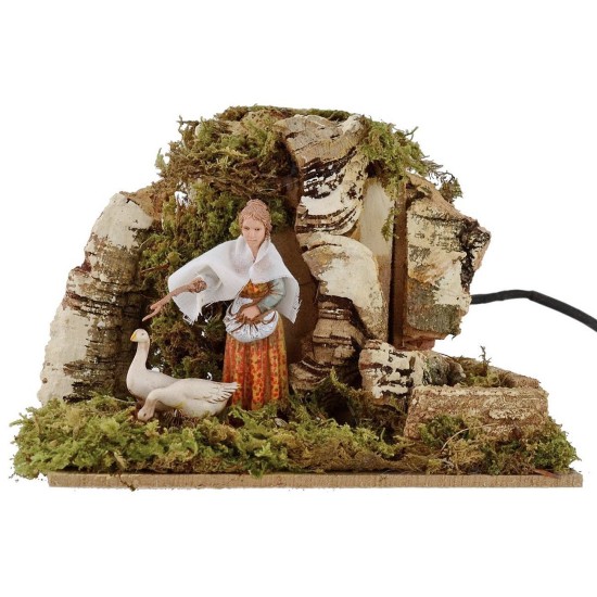 Campesina Landi con gansos en movimiento 10 cm Mundo Belenes