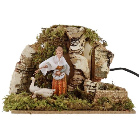 Peasant Landi with geese in motion 10 cm