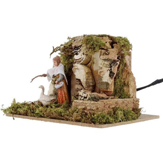 Peasant Landi with geese in motion 10 cm