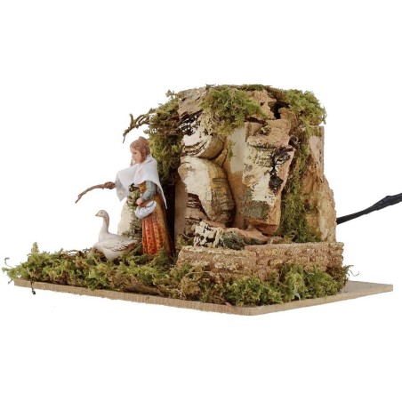 Contadina Landi con oche in movimento 10 cm Mondo Presepi