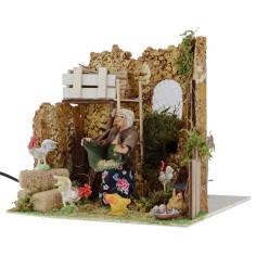 Farmer who pegs the chickens in motion 10 cm