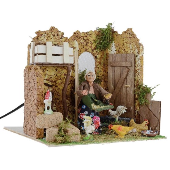 Farmer who pegs the chickens in motion 10 cm