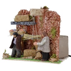 Peasants in the barn with double movement 8 cm 2