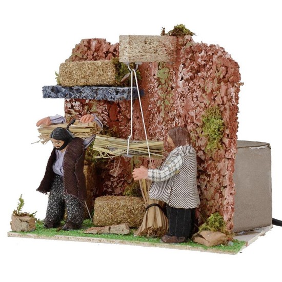 Peasants in the barn with double movement 8 cm
