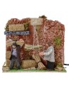 Campesinos en el granero con doble movimiento 8 cm Mundo Pesebres