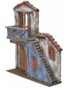 Fachada de casa con escalera y balcón de 27,5x7x31 cm de altura