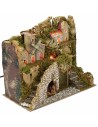 Presepe illuminato con borgo e paesaggio cm 28x15x23 h completo