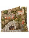 Pesebre iluminado con pueblo y paisaje cm 28x15x23 h completo