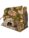 Pesebre iluminado con pueblo y paisaje cm 28x15x23 h completo