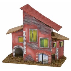 Casetta rossa per presepe cm 13,5x7x12,5 h 2