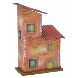 Casita naranja para pesebre de 10x6x16,5 cm h